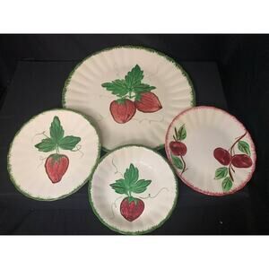 Southern Potteries Blue Ridge Hand Painted Plates And Bowl, Lot Of 4 - c. 1940s